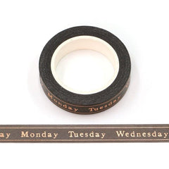 KUMA Stationery & Crafts  Stationery Days of the Week - Black Luna & Leaves Washi Tape Series