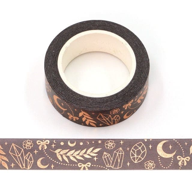 KUMA Stationery & Crafts  Stationery Luna Crystals - Brown Luna & Leaves Washi Tape Series