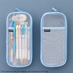 KUMA Stationery & Crafts  Stationery Light Blue Pastel Mesh Pencil Case: 8 colors!