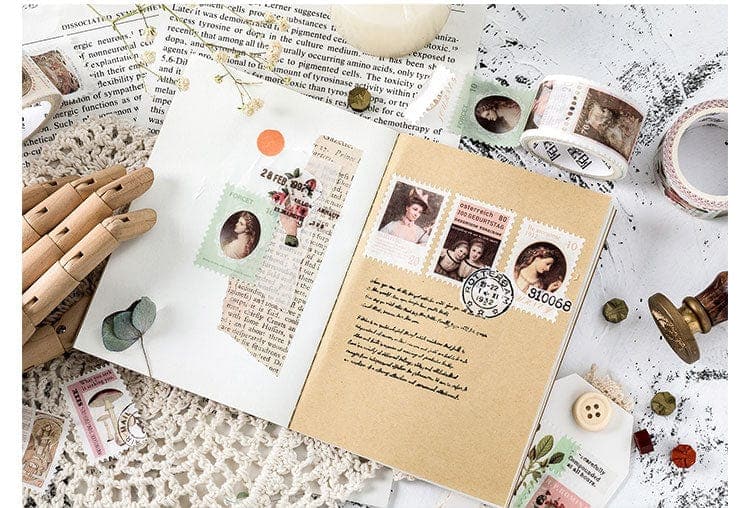 KUMA Stationery & Crafts  Stationery Vintage Portrait & Botanical Stamp Washi Tape