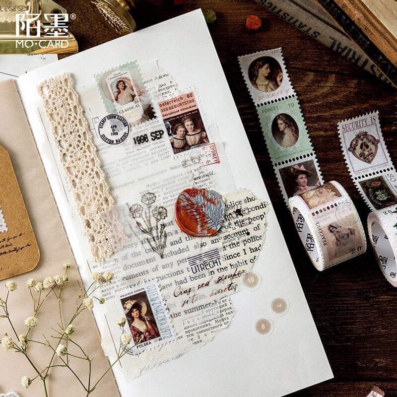 KUMA Stationery & Crafts  Stationery Vintage Portrait & Botanical Stamp Washi Tape