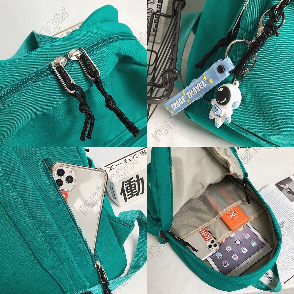 KUMA Stationery & Crafts  Trendy Minimal Backpack with cute accessory; 5 colors to choose from