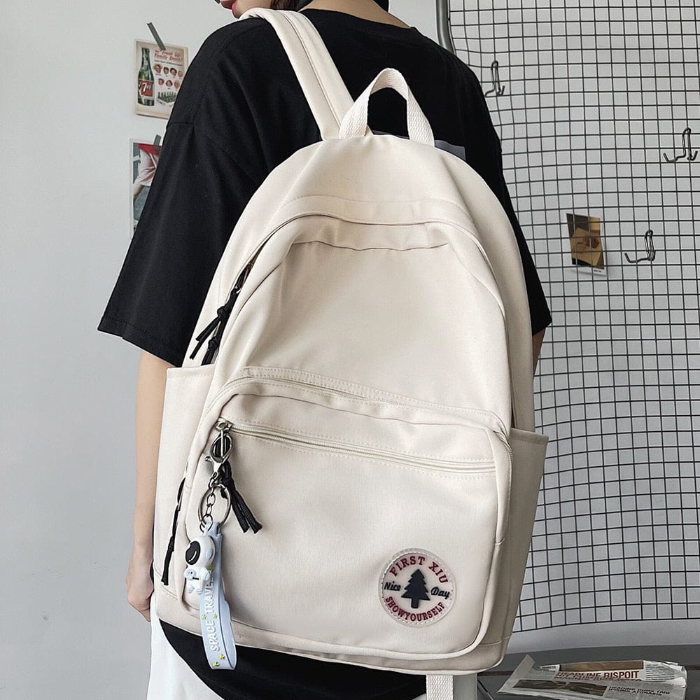 KUMA Stationery & Crafts  Trendy Minimal Backpack with cute accessory; 5 colors to choose from